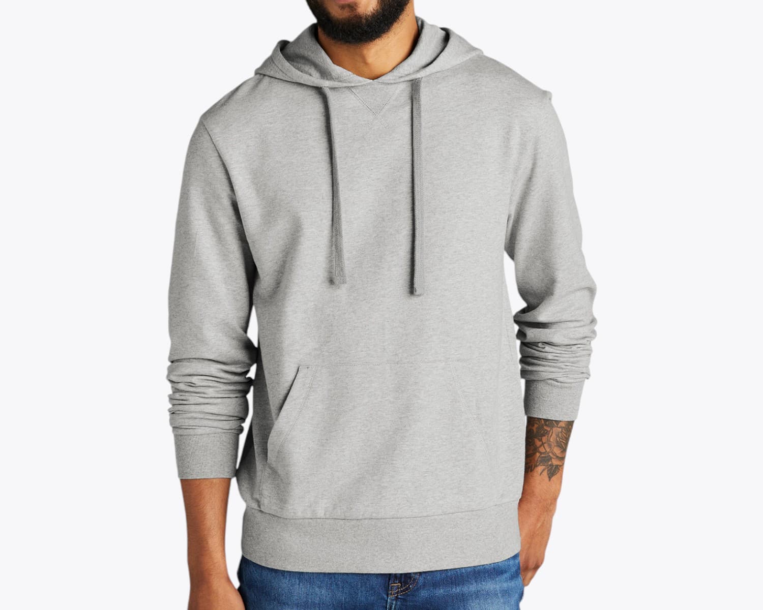 Allmade AL4000 Unisex Organic French Terry Pullover Hoodie in Granite Grey Heather (size:medium, view:front)