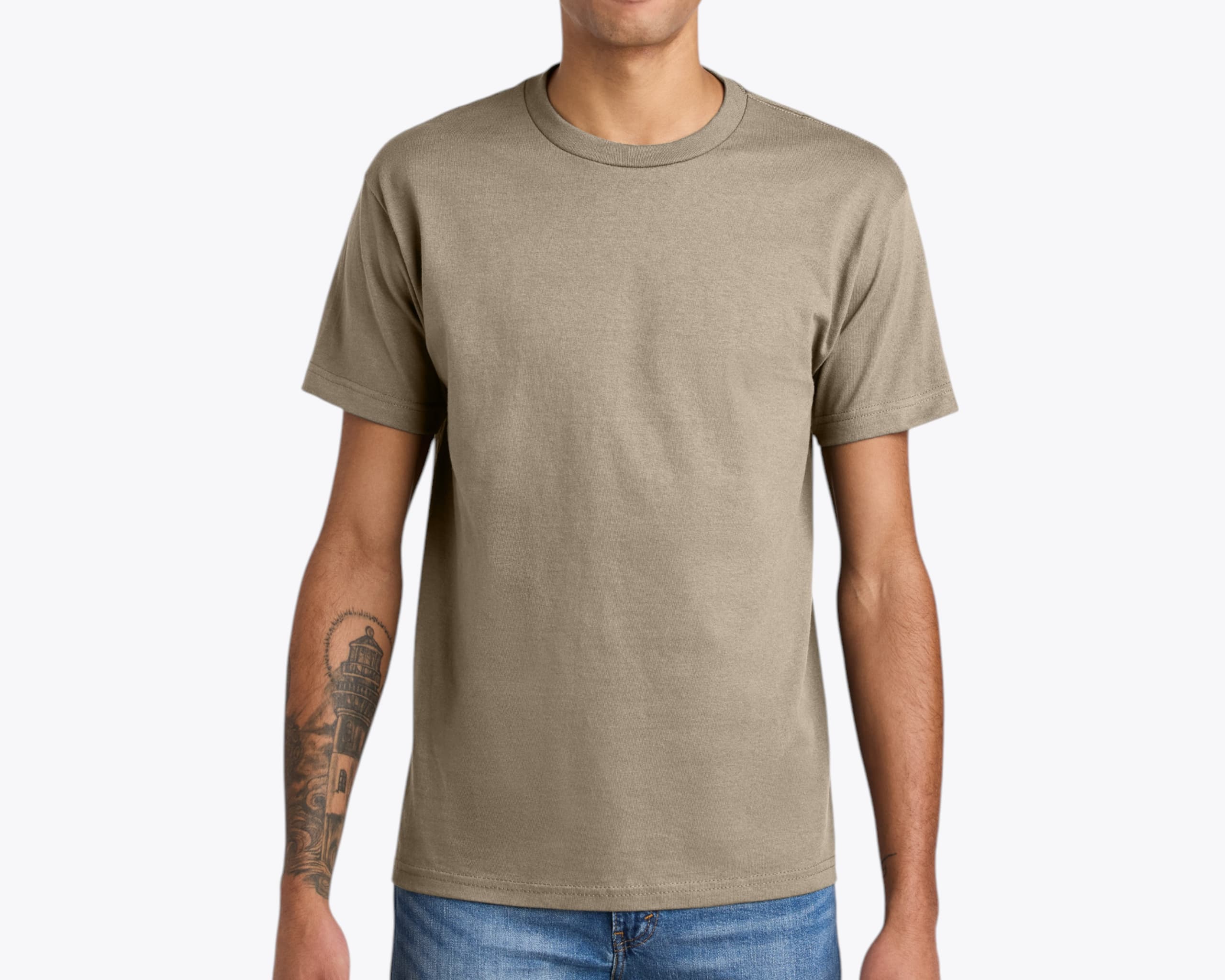 American Apparel 1301 Unisex Heavyweight Cotton T-Shirt in Sand (size:medium, view:front)