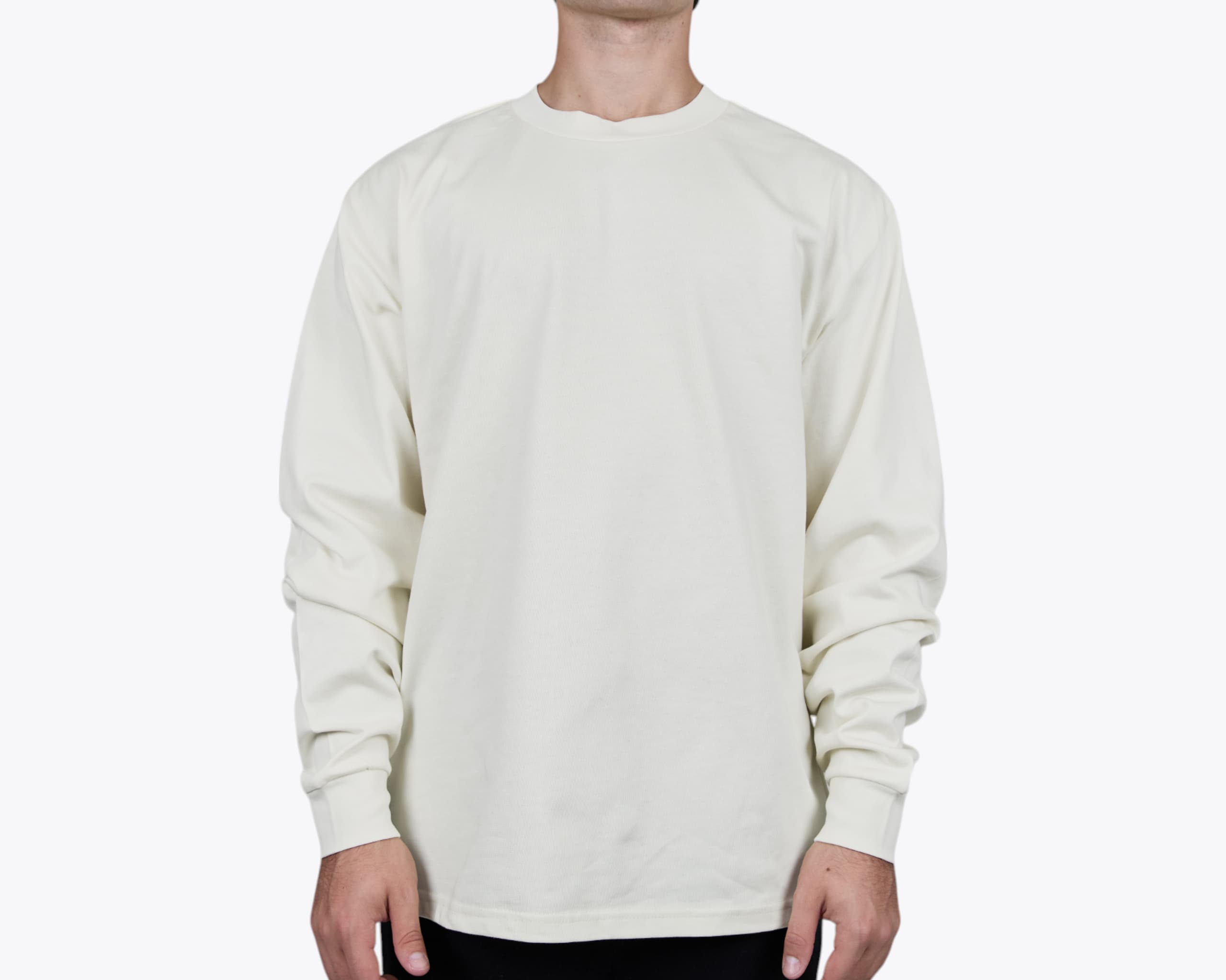 AS Colour 5081 Men's Heavy Long Sleeve in Ecru (model:male, size:medium, view:front)