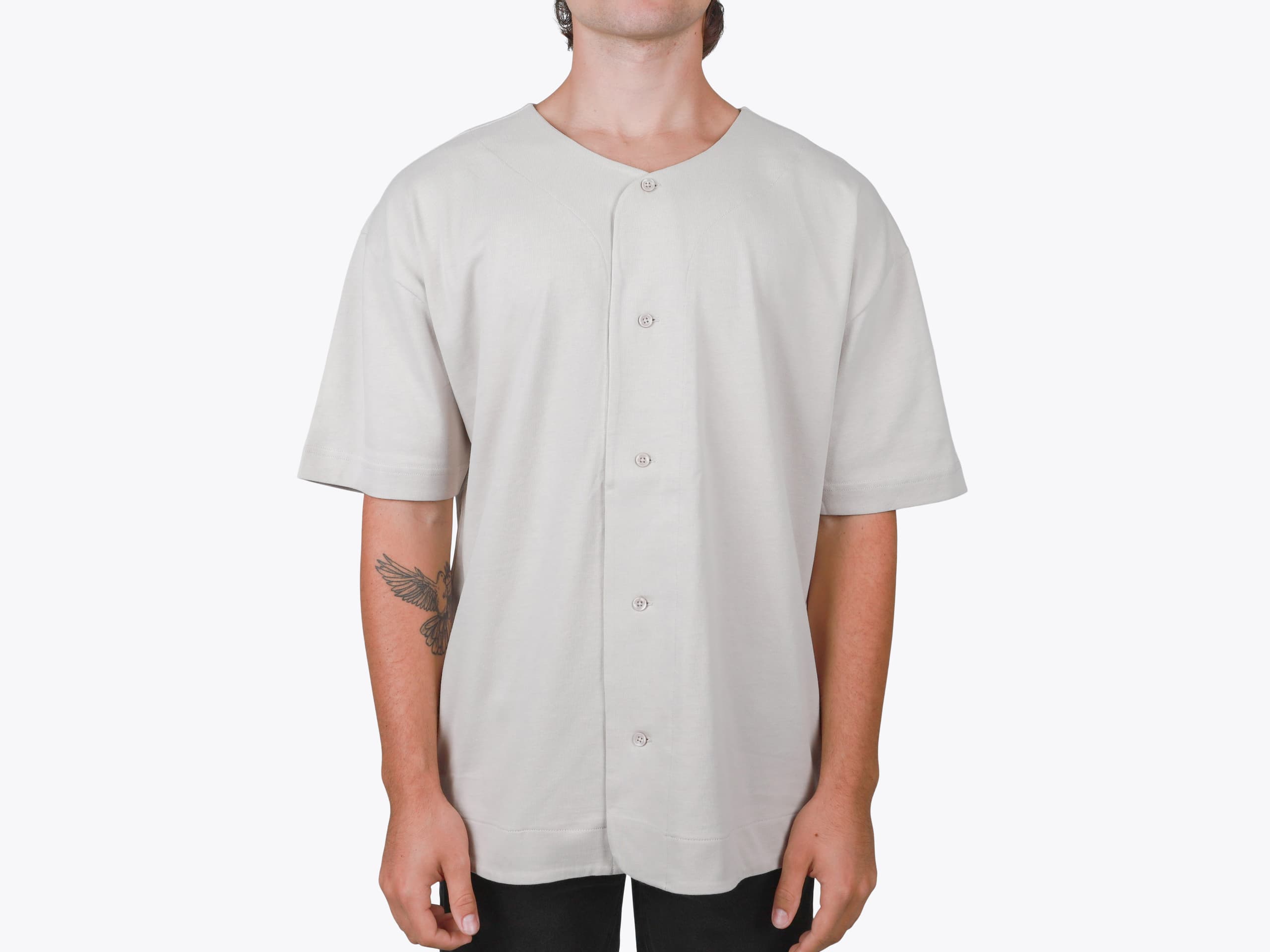 AS Colour 5423 Mens Heavy Baseball Jersery in Bone (model:male, size:medium, view:front)