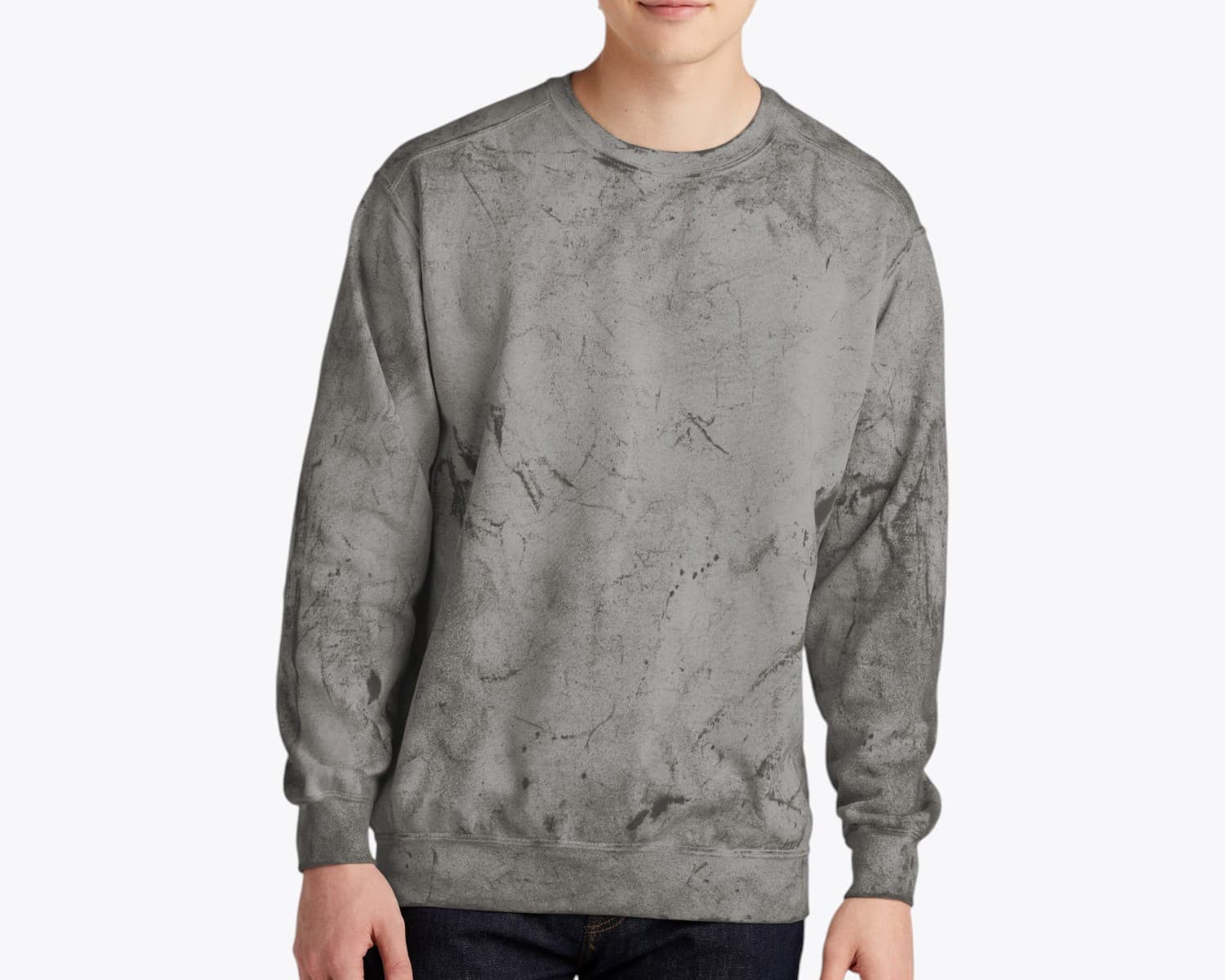 Comfort Colors 1545 Color Blast Crewneck Sweatshirt in Smoke (size:medium, view:front)
