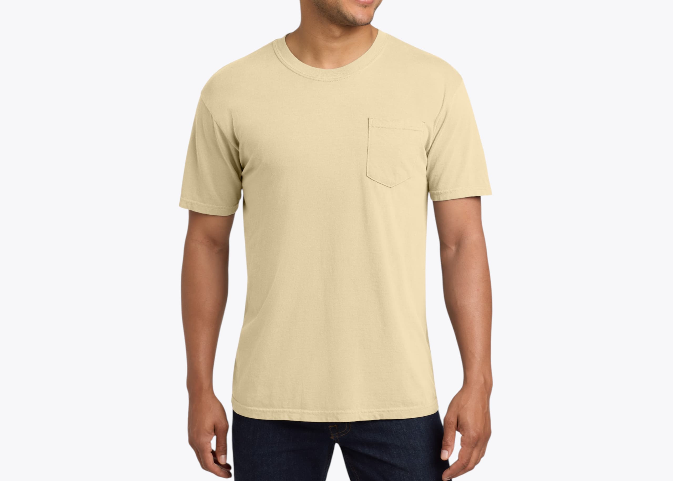 Comfort Colors 6030 6.1 oz. Garment-Dyed Pocket T-Shirt in Ivory (size:medium, view:front)