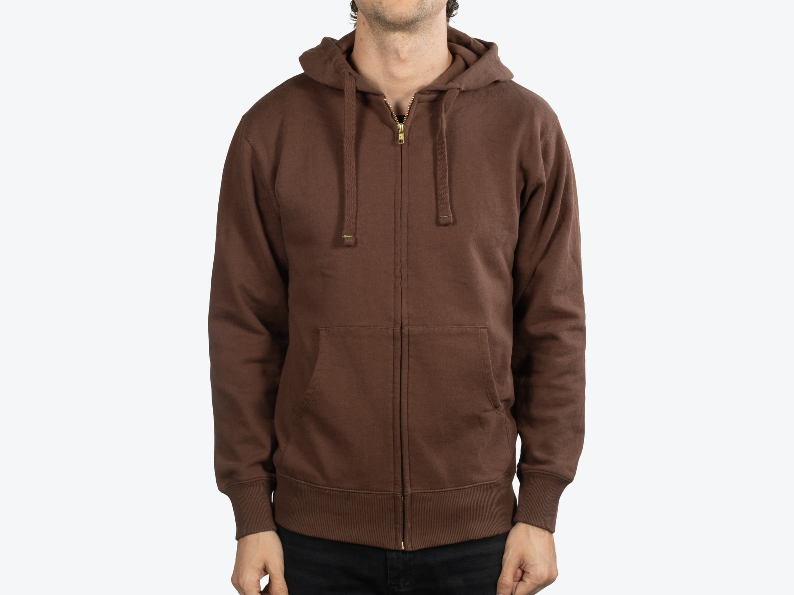 econscious EC5650 Men’s Zip Hoody in Earth (model:male, size:medium, view:front)