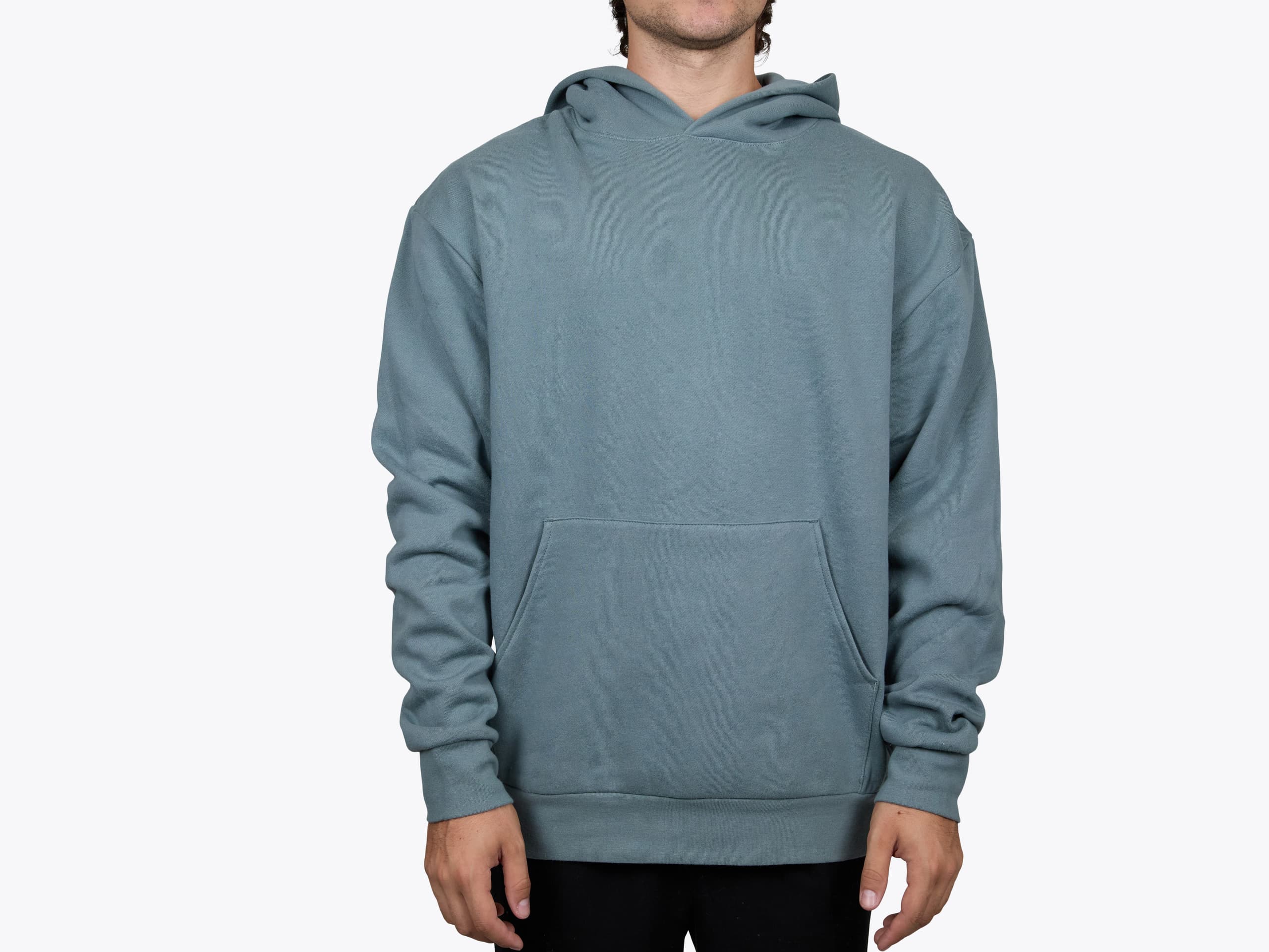 Independent Trading Co IND280SL Avenue Pullover Hooded Sweatshirt in Blue Magic (model:male, size:medium, view:front)